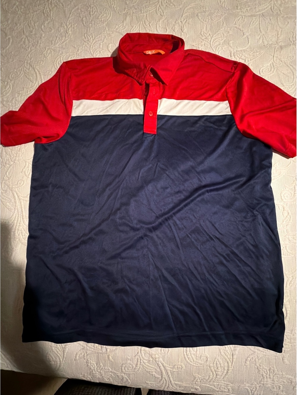 CBUK Colorblock Polo Shirt in Red, White, and Navy - Size XL